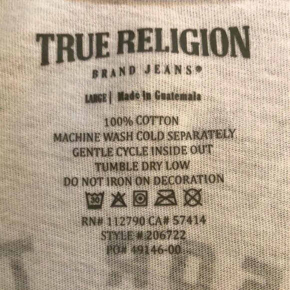New True Religion Womens short sleeve t shirt. L. Black and shimmer gold writing - Picture 13 of 15